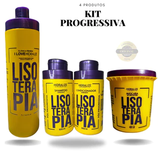 Kit Progressiva S/Formol Lisoterapia 1L+Máscara Hidratação e Reconstrutora + Shampoo e Condicionador