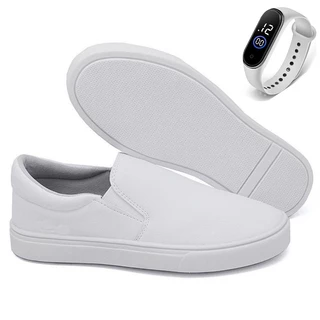 Tênis Iate Slip On Calce Fácil Hype Shoes - Enfermagem - Médico - Dentista - Veterinário + Relógio