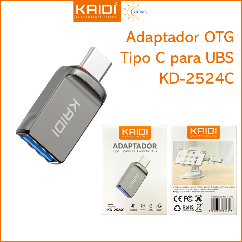 Conector Adaptador OTG Tipo C para USB KAIDI KD-2524C