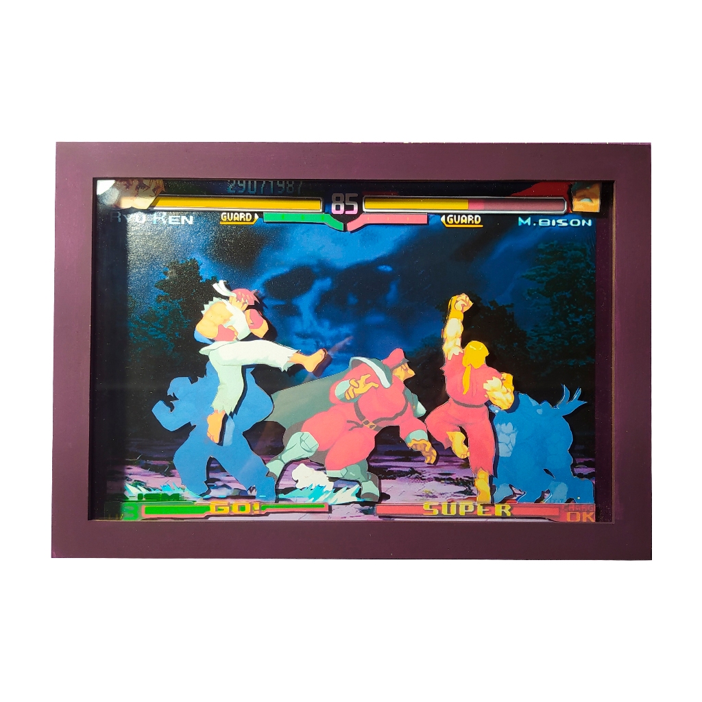 Quadro 3D Street fighter alpha 3 ryu e ken vs bison