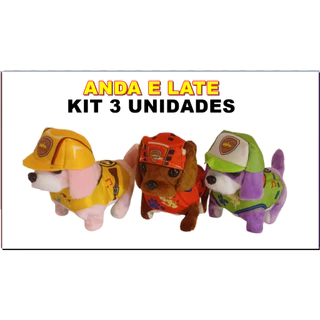 Cachorro patrulha canina Kit 3 unidades brinquedo pelúcia