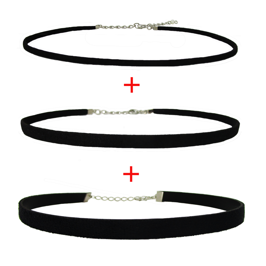 Kit Colar Choker Gargantilha Camurça Preta | Shopee Brasil