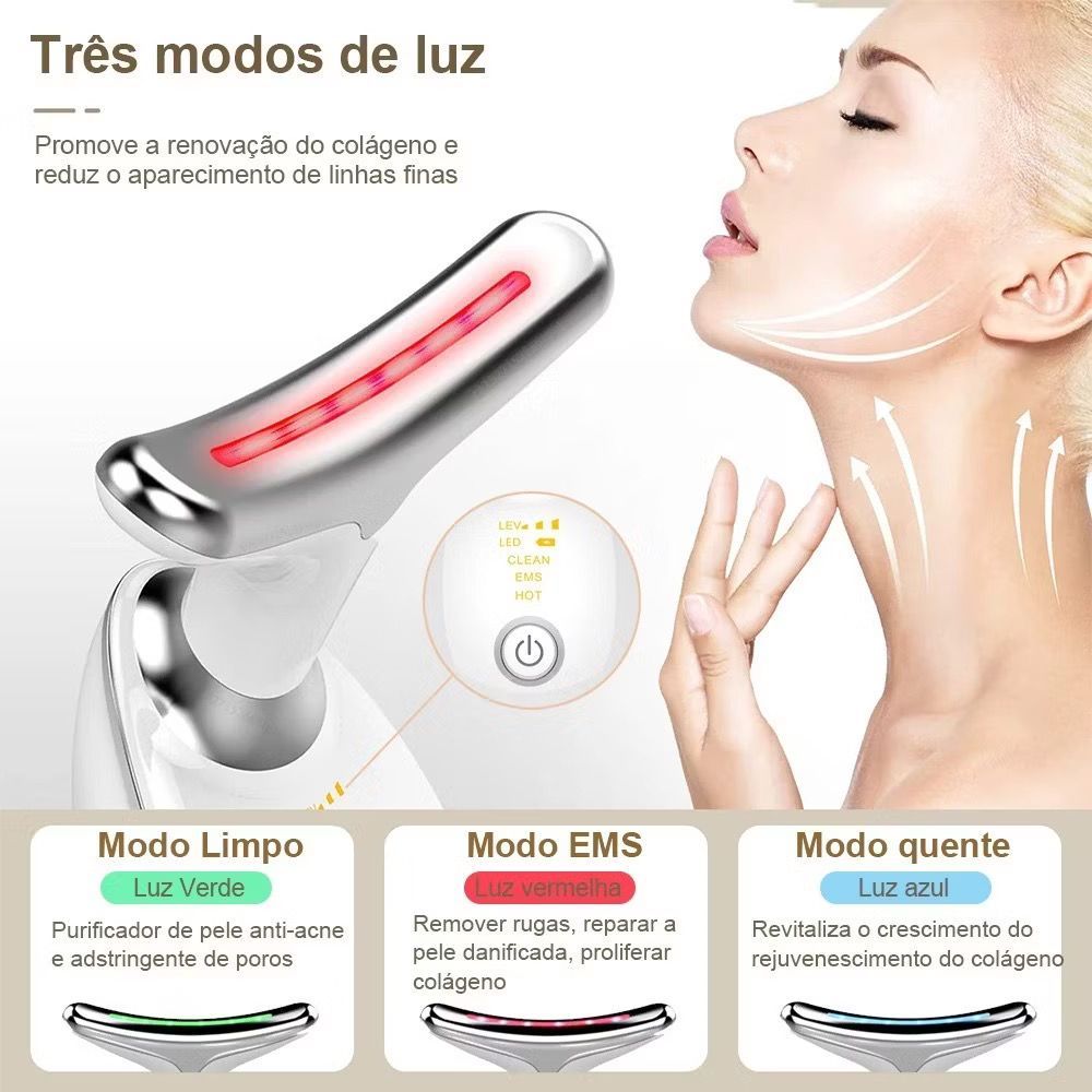 Massageador Portátil com Luz LED Vermelha/Azul/Verde - Redução Rugas e  Estímulo Colágeno Facial | Shopee Brasil