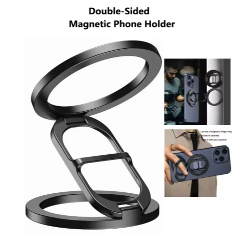 Suporte magnético de anel de telefone dupla face, suporte magnético p/magsafe para iphone 16/15/13/14 android, academia