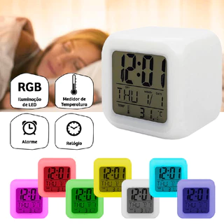 Relógio Digital 8x8x8 Colorido RGB Alarme Despertador Medidor De Tenperatura Para Iluminar Lelong em Oferta na Shopee