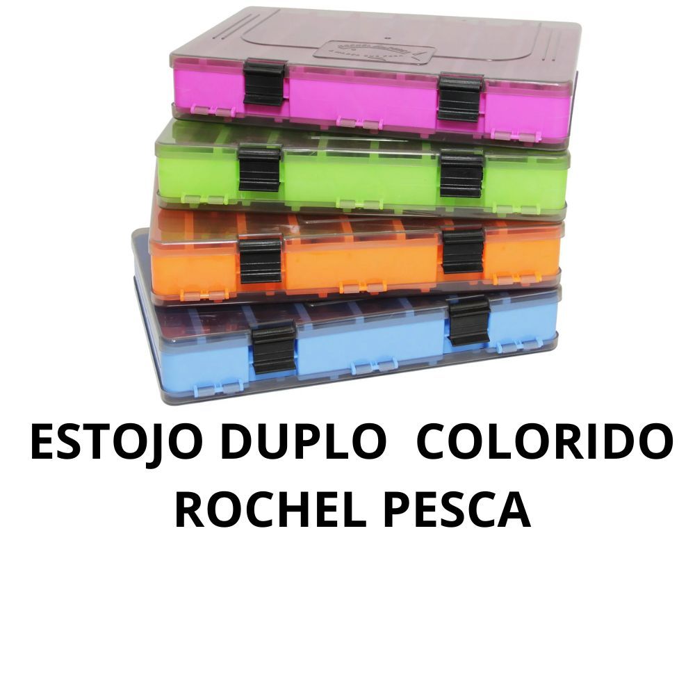Kit 2 Estojo Coloridos Duplo De Pesca Rochel Pesca Para Iscas ...