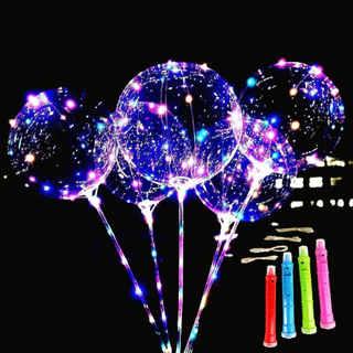 Kit 10/20/30 e 50 Balões Transparente Balão Bubble Luz Cristal para Festa e Eventos Com Led 24 Polegadas