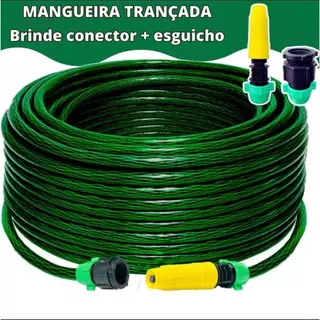 Mangueira De Jardim Verde Trançada Com Bico e engate