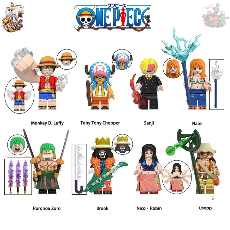 One piece Minifigures Zoro e Usopp nareba minis do luffy braço