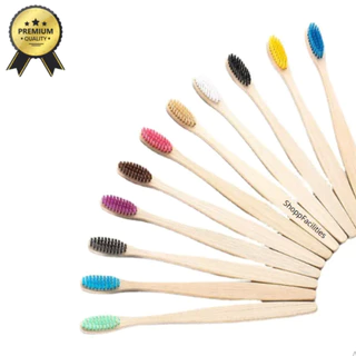 Kit Escovas de Bambu Ecológicas Natural Macias Coloridas