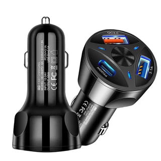 Qc3.0 Carregador E TOMADA Do Carro De QUICK CHARGER Carregamento Rápido Adaptador 3 Portas 55W em Oferta na Shopee