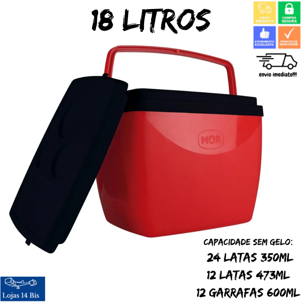 wk　0226 Caixa Térmica Cooler 18 Litros Vermelha Azul Preta Verde Pêssego