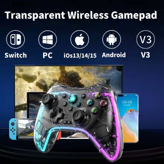Transparent Controle De Jogo RGB bluetooth Sem Fio De 2.4Ghz Gamepad Joystick Jogo Para Switch PC Android IOS TV