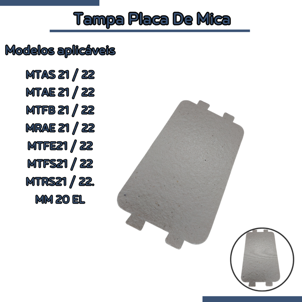 Placa Tampa De Mica Para Micro-ondas Midea Mtas21/22 Mtae21/22