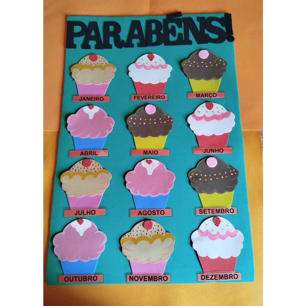 Painel Aniversariantes do Mês Cupcake Personalizado em EVA | Shopee Brasil