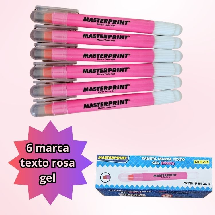 Kit 6 Marca Texto Gel Rosa | Shopee Brasil