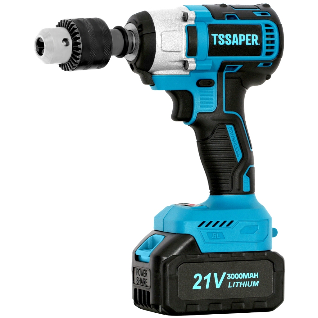 Chave de impacto 21v torque de 380nm com 2 baterias, maleta e 3