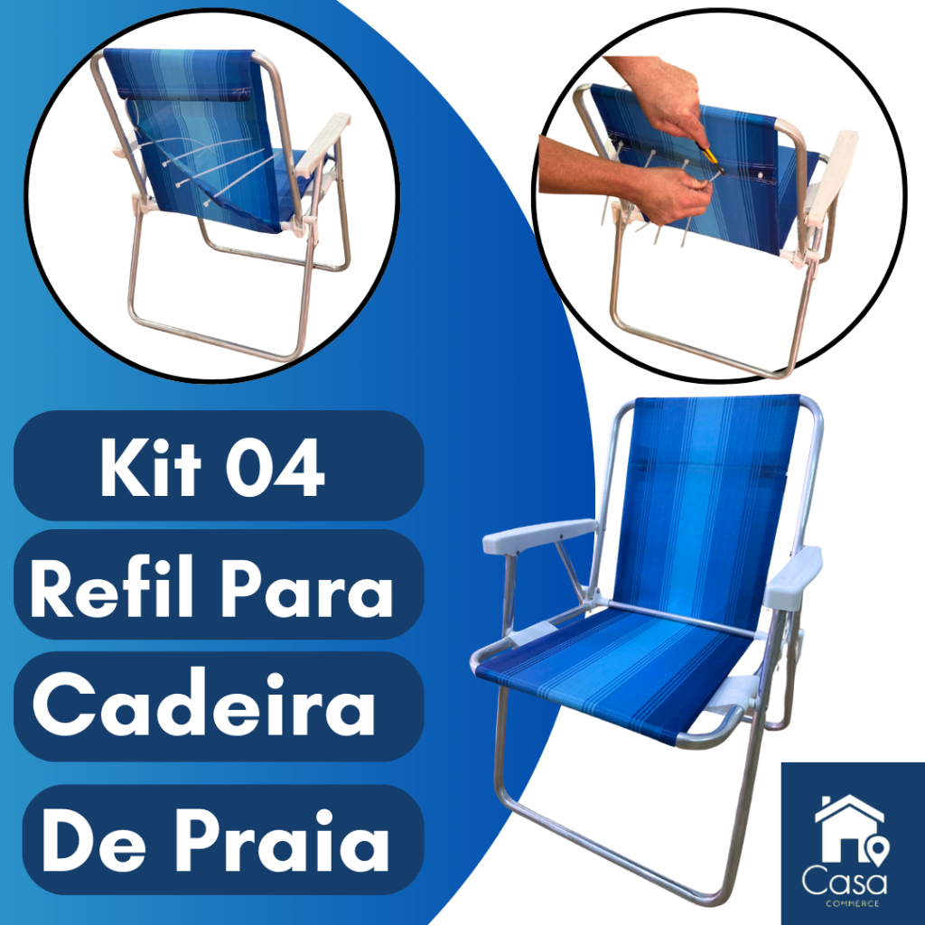 Refil Capa para Cadeira de Praia mor kit Lona Estampada Fácil de Trocar