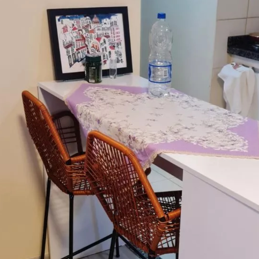 Jogo de bancada com 2 banquetas Tropicália na corda náutica, de 115cm ...