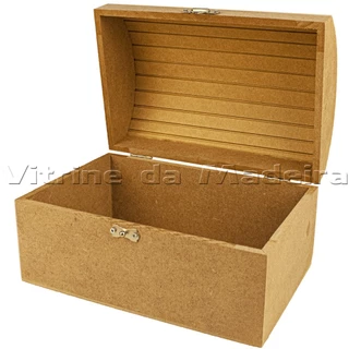 Bau Abaulado Com Fecho e Dobradiça Pequeno Mdf Artesanato Porta Treco Multiuso Decorativo