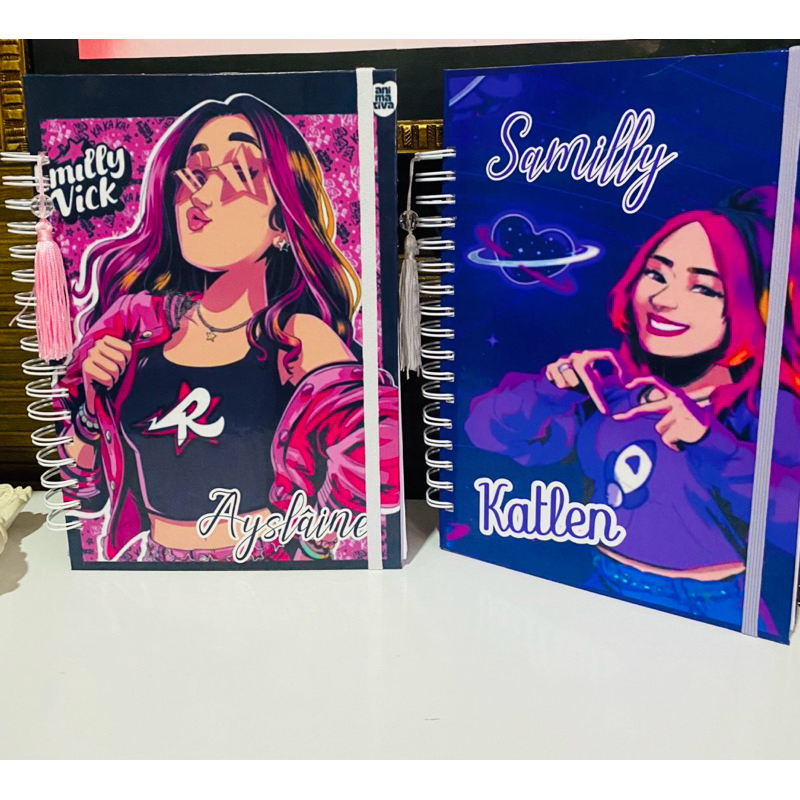 Caderno 10 matérias os rosas/emilly vick/katlen/os rosas | Shopee Brasil