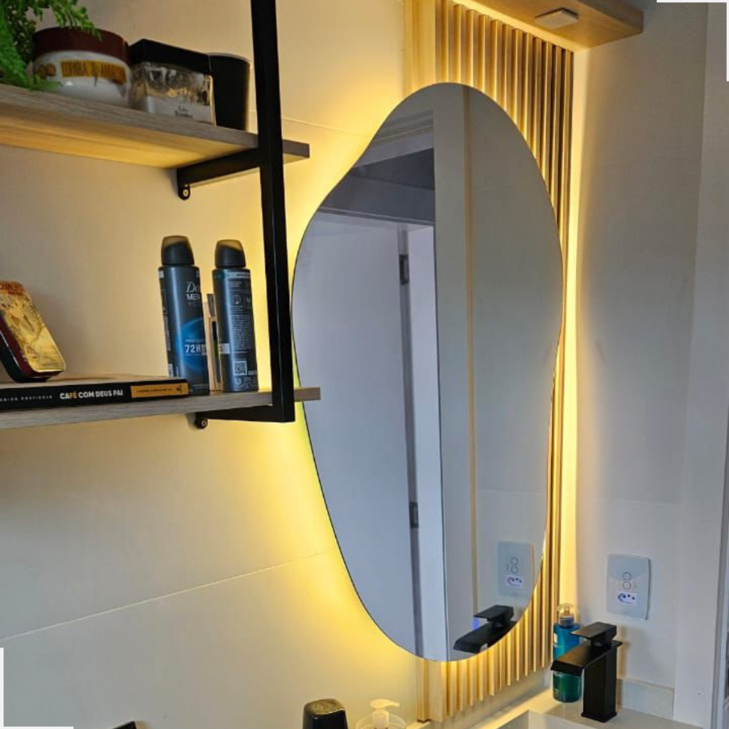 Espelho orgânico led touch screen bivolt fácil instalar grande banheiro ...