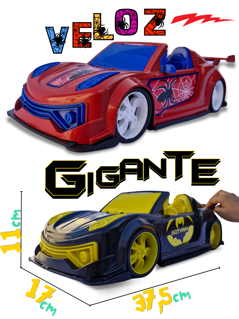 Kit 2 Carrinhos Gigantes Super Heróis 37cm Brinquedo Menino Vários