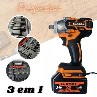 Chave de Impacto Parafusadeira 21V Profissional com Bateria de Lítio Soquetes e Maleta