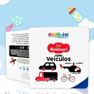 Livro Para Bebês Alto Contraste Preto E Branco Montessori Veículos Escolinha em Oferta na Shopee