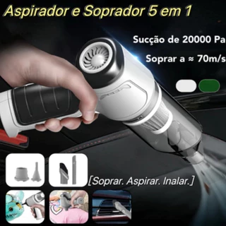 Aspirador e Soprador Portátil 5 em 1 - Alta Potência e Multifuncional para Limpeza Completa