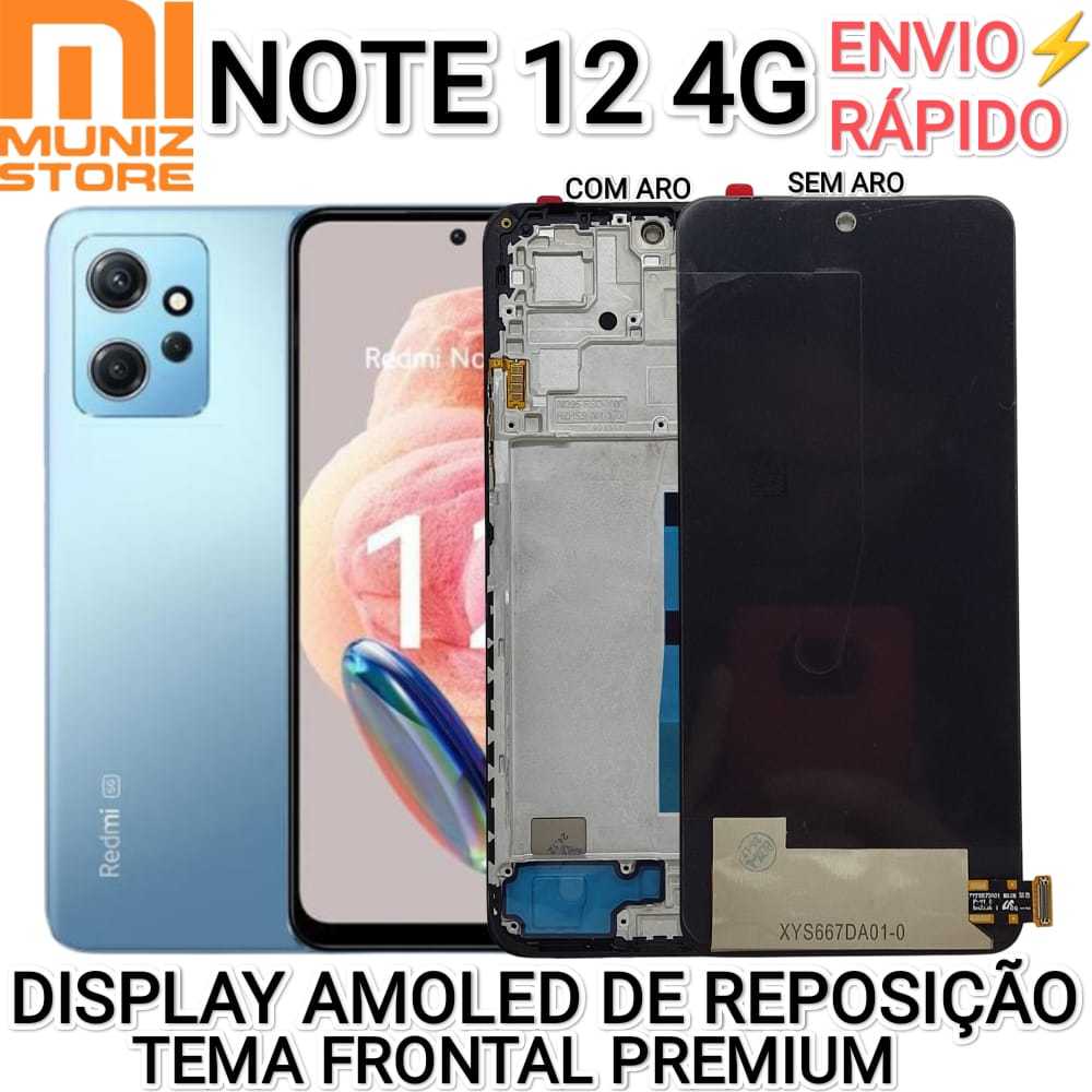 Tela Redmi Note 12 4G Display Amoled Premium Frontal Com ou Sem Aro ...