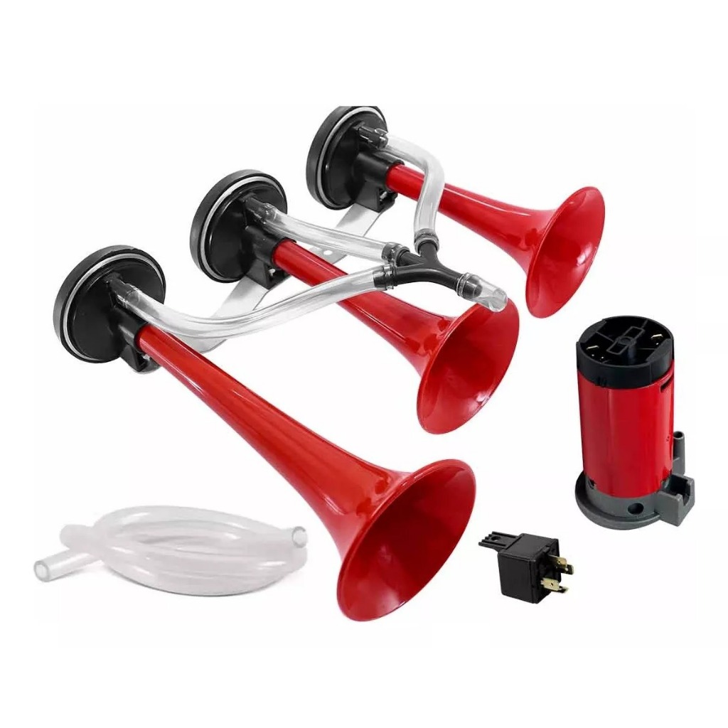 Buzina A Ar Carro Caminhão Van 3 Cornetas Verdureiro 12v | Shopee Brasil