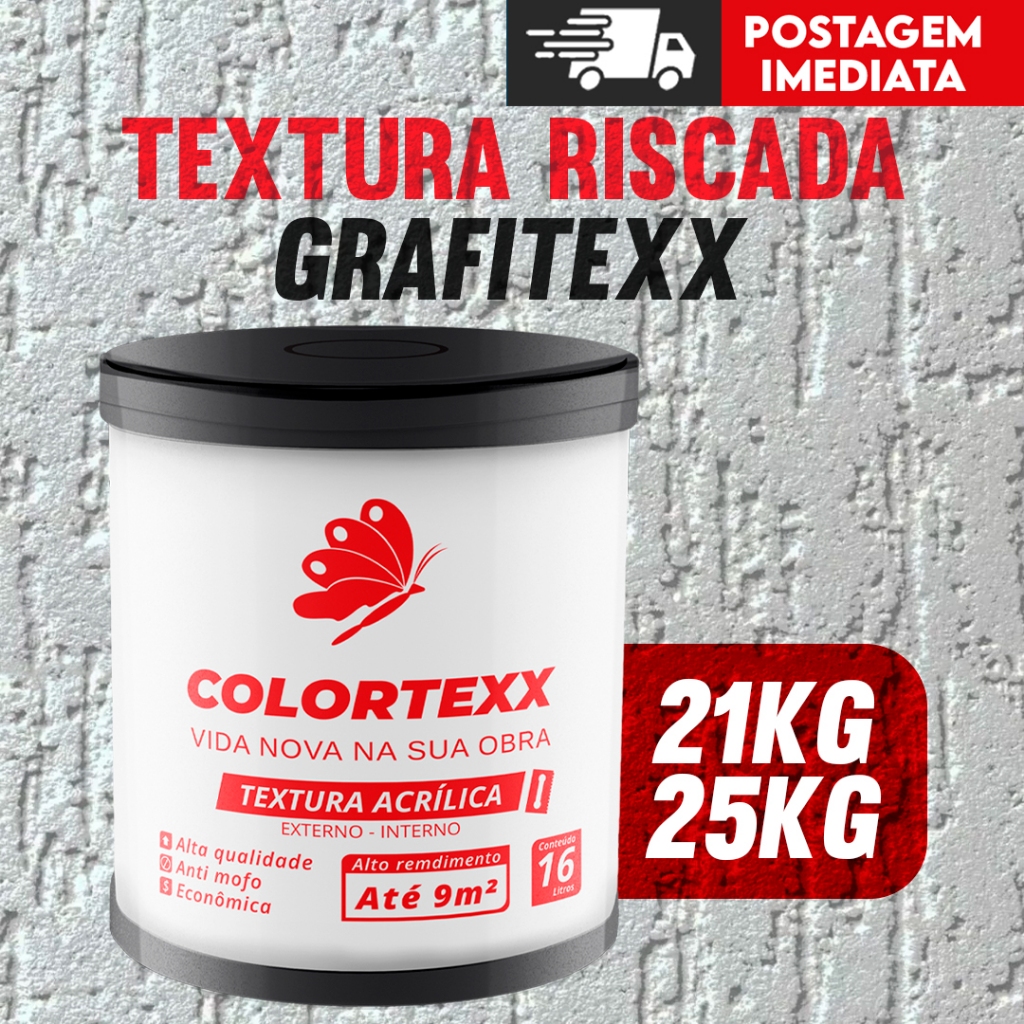 Textura Riscada grafitexx Premium Colortexx 21kg | 25kg Branco Lavável ...