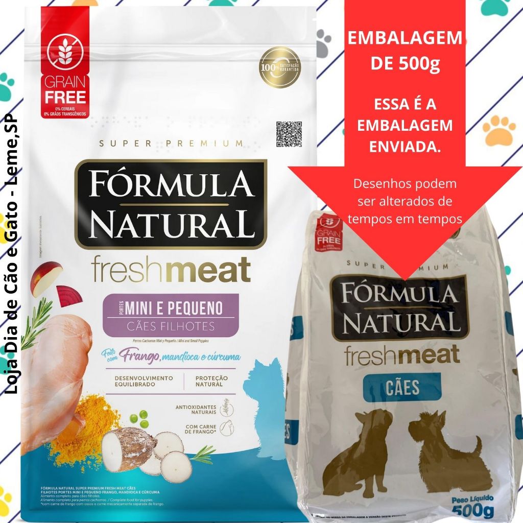 Ração 500g - Kit de 6 a 8 pacotes - Fresh Meat FILHOTES CACHORRO Mini e ...