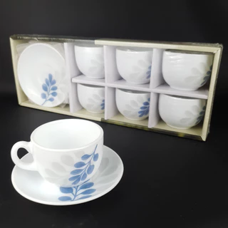 Conjunto de Xícaras com Pires Estampadas Pearl 200ml Opaline C/ 6 Und