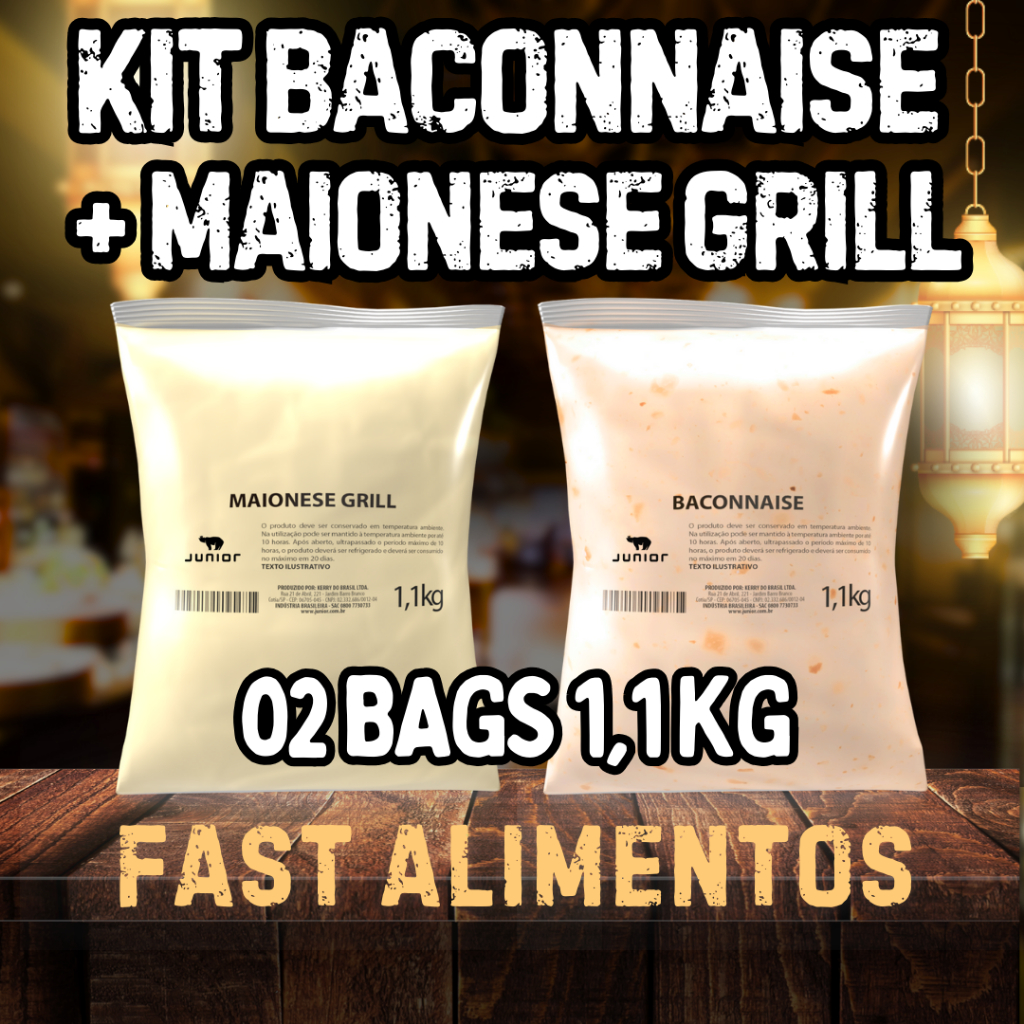 Baconnaise Bag 1,1 kg + Maionese Grill Bag 1,1 kg / Kit Molho Maionese ...