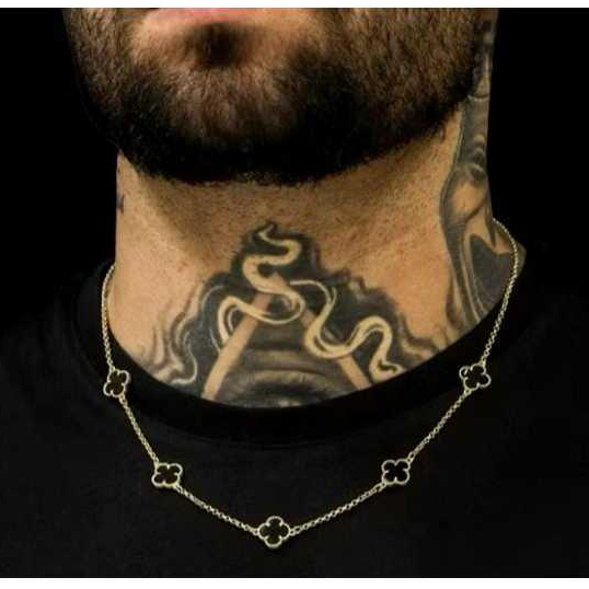 Colar 5 Trevo Folhado Ouro Resinado Neeymar Virginiaa Masculino