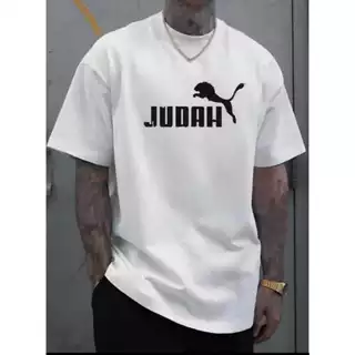 Camiseta Judah Unissex Estampa Cinza Streetwear Unissex 100% Algodão Alta Qualidade Cor Branca