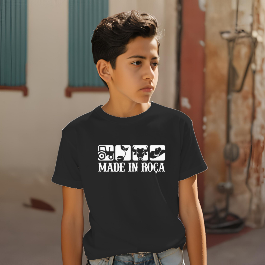 Camiseta camisa infantil agro made in roça | Shopee Brasil