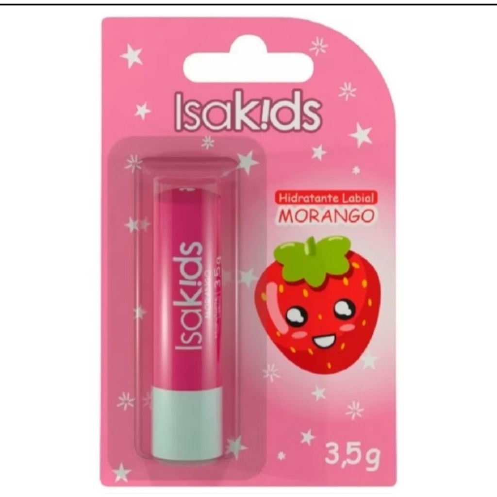 Hidratante Protetor Labial Isakids sabor morango Infantil Criança ...