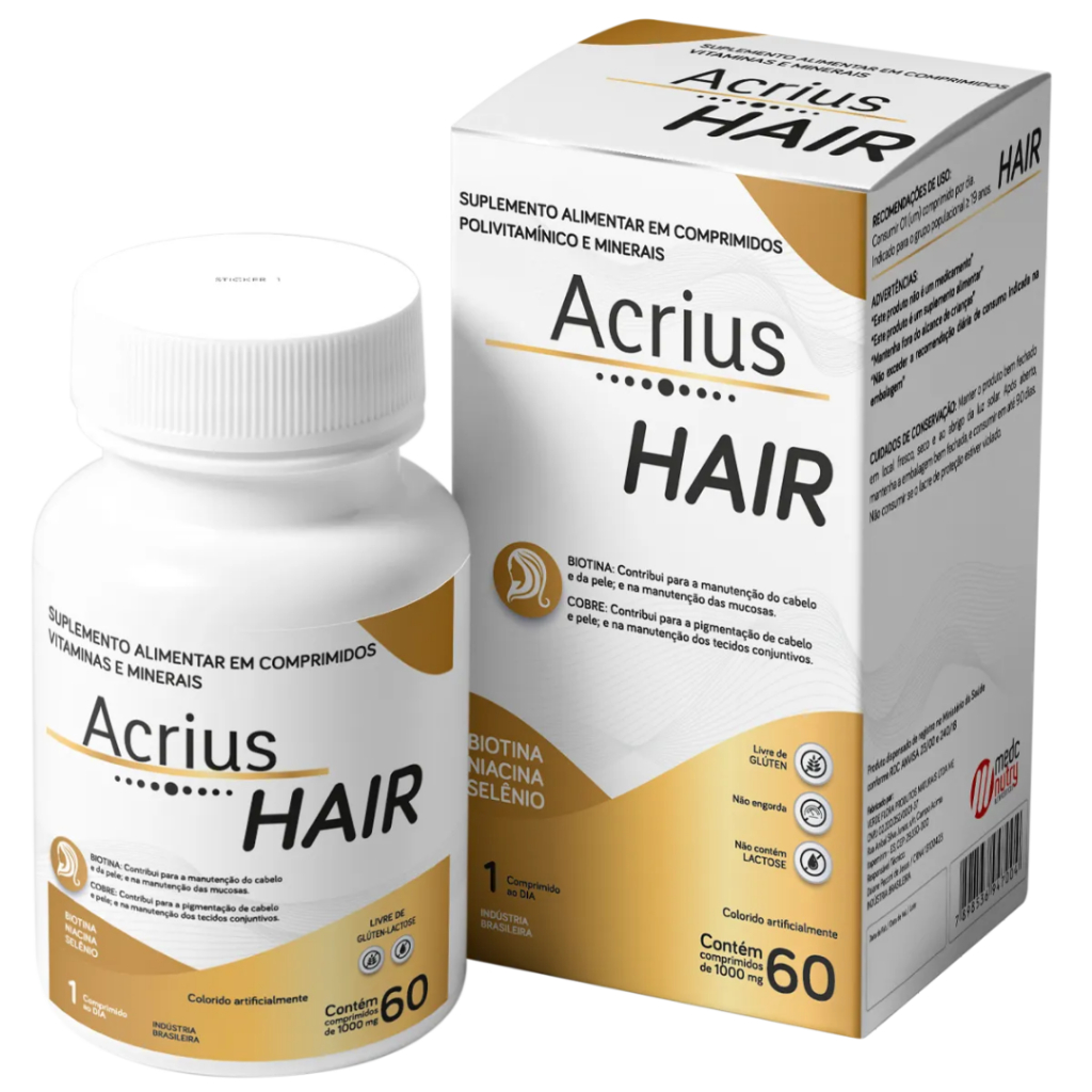 Suplemento Vitamínico Hair Cabelo Acrius 60 comprimidos | Shopee Brasil