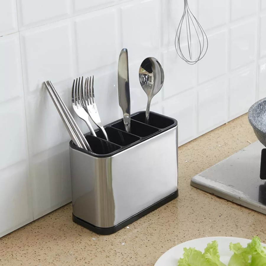 Porta Talheres De Pia Escorredor Em Inox - 8026 | Shopee Brasil