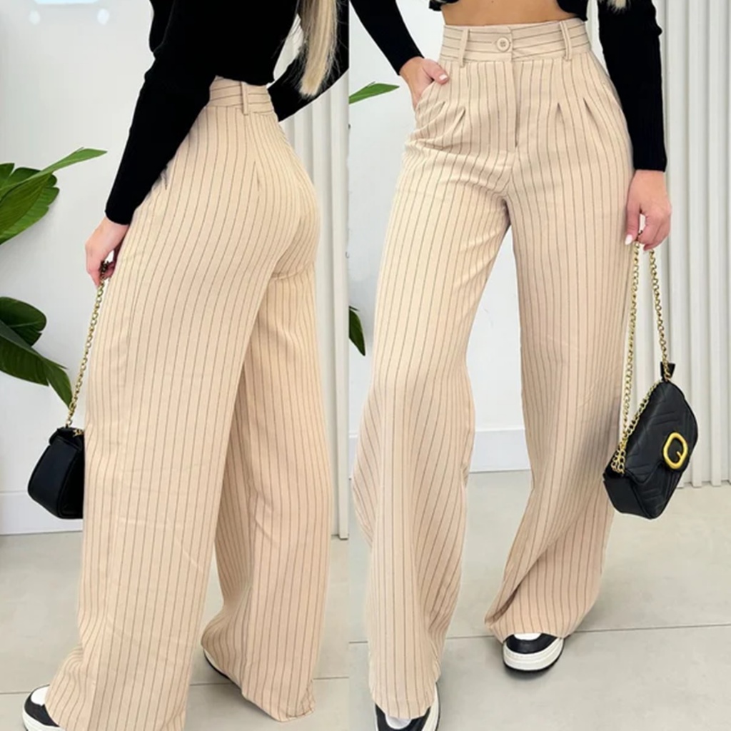 Calça Risca de Giz Feminina em Oferta | Shopee 2026