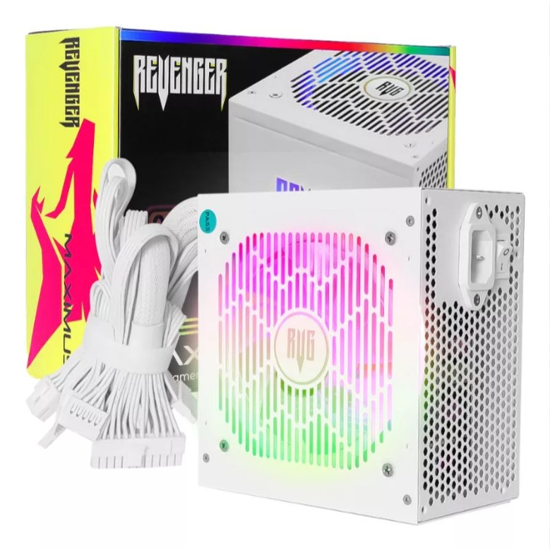 Fonte Pc Gamer Atx 550w/650W 120mm 80 Plus Bronze Branco Rgb