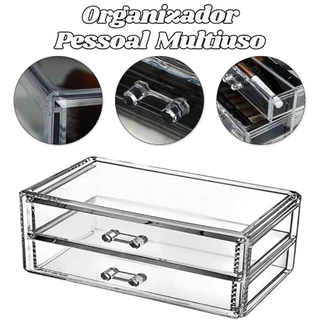Organizador  2 Gaveta Pessoal De Maquiagem Acrílico Para Armazenar Transparente 10x18,5x9Cm em Oferta na Shopee