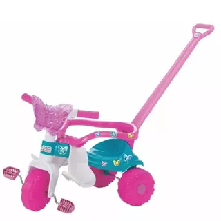 Carrinho de Passeio Triciclo Motoca Infantil Butterfly Rosa Sem Luz - Magic Toys