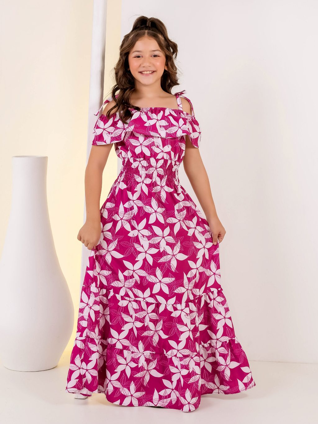 Ciganinha Vestido Longo Infantil Casual Vestido Longo Menina