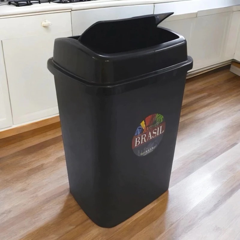 Lixeira 9 Litros Black Basculante Cozinha e Banheiro Quarto Promoção Novidade Preto
