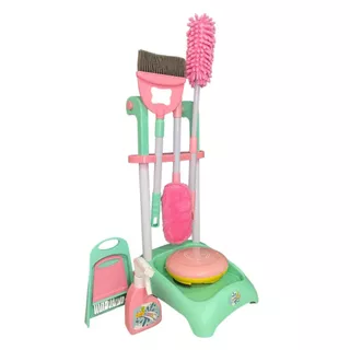 Kit Carrinho Limpeza Infantil c/ Robô Aspirador Luz E Som - HK Brinquedos