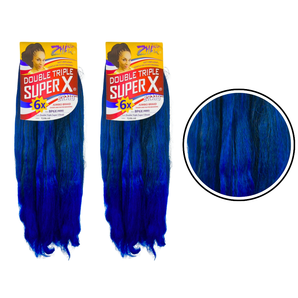 Cabelo Jumbo Super X Cor T2/Blue Trança 400g Sintético | Shopee Brasil